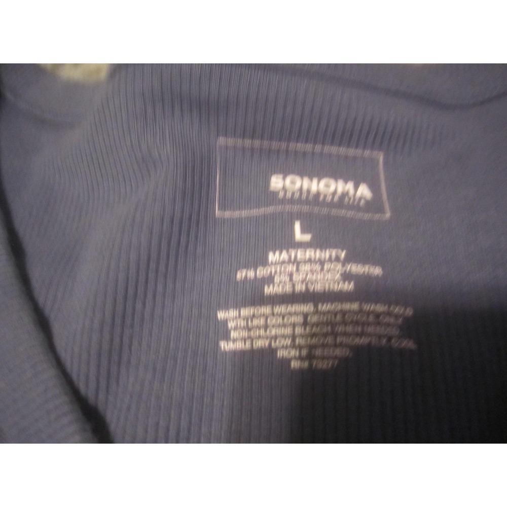 SONOMA Life + Style Shirt Womens L Blue Long Sleeve Henley Maternity Tee Top - Picture 3 of 6